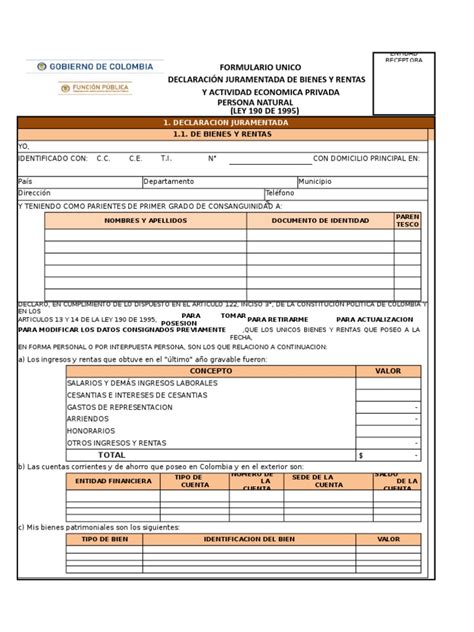 declaracion de bienes y rentas ley 2013